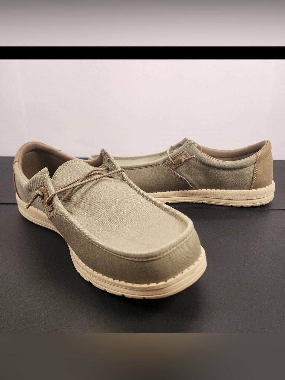 Hurley Nesota Men's Tan Canvas Slip-On Square Toe US 12 Memory Foam